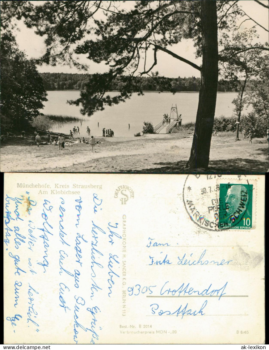 Strausberg DDR AK Münchehofe, Kreis Strausberg Am Klobichsee 1965