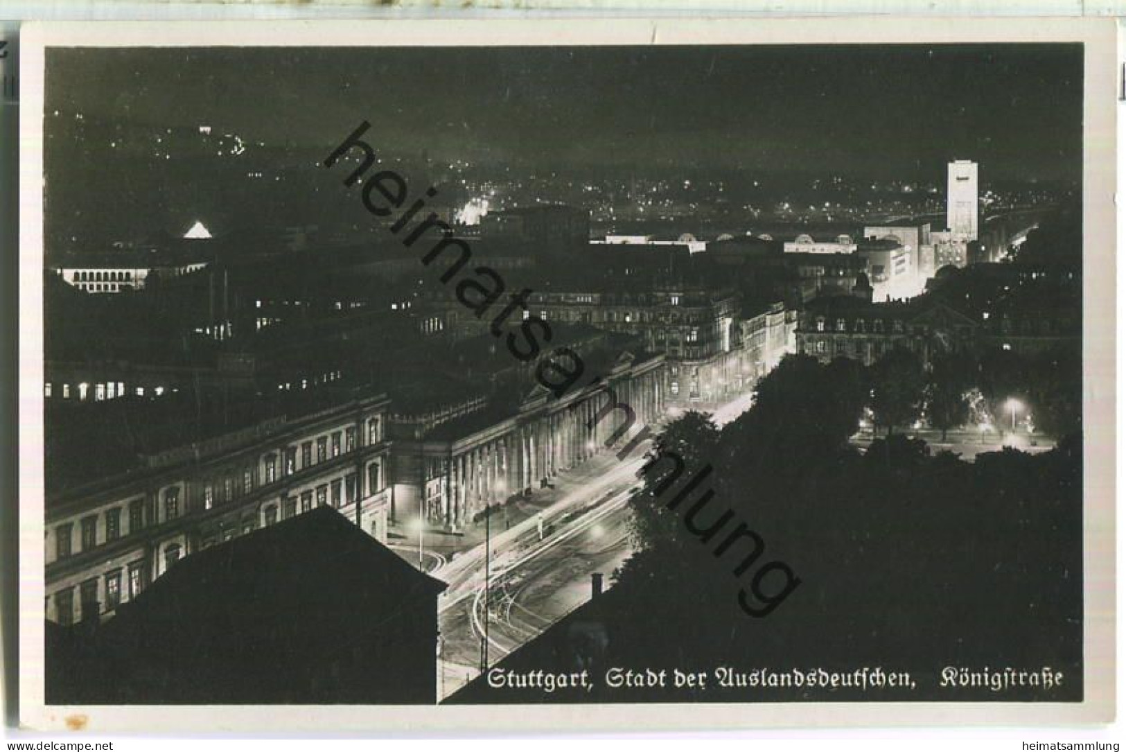 Stuttgart - Königstrasse - Nachtaufnahme - Foto-Ansichtskarte - Verlag Franckh Stuttgart