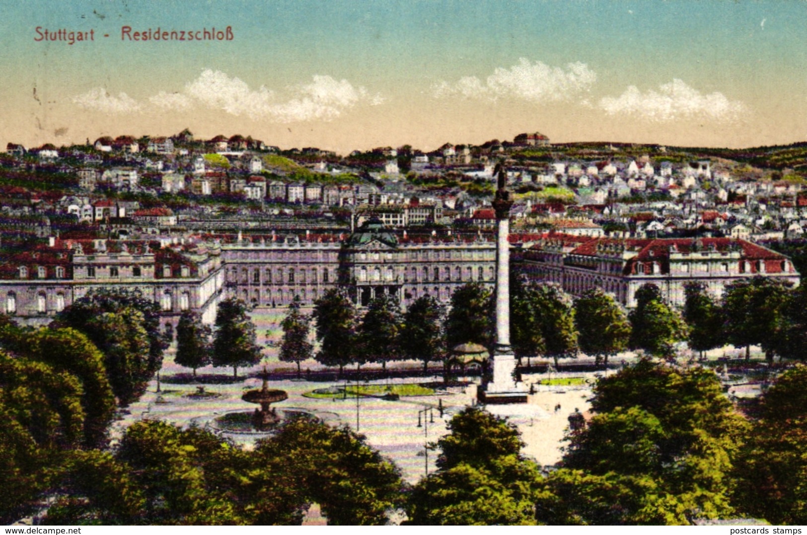 Stuttgart, Residenzschloß, Feldpost 1918, Stempel Stuttgart-Bahnhof