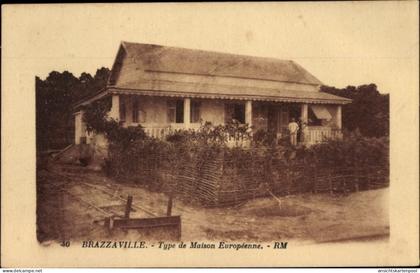 CPA Brazzaville Französisch Kongo, Type de Maison Europeenne