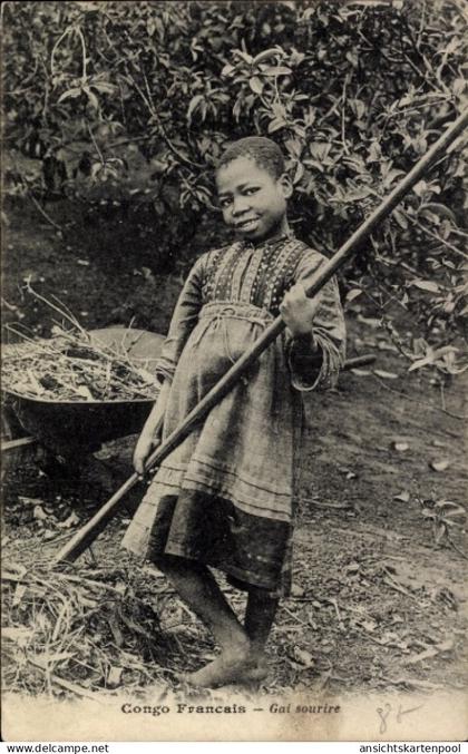 CPA Französisch Kongo, Gai sourire, Afrikanisches Mädchen