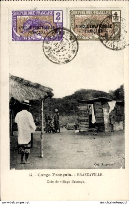 CPA Brazzaville Französisch Kongo, Coin de village Bacongo