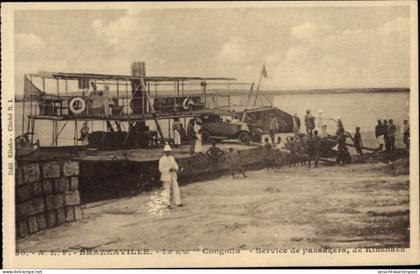 CPA Brazzaville Französisch Kongo, Le s/w Congolia, Service de passagers de Kinshasa, Fähre