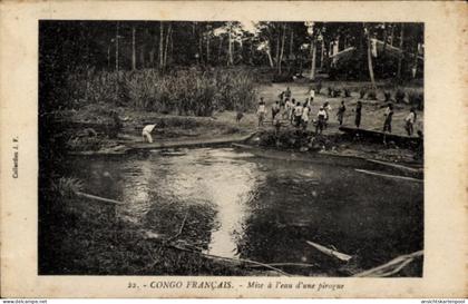 CPA Congo Französisch Kongo, Start einer Piroge