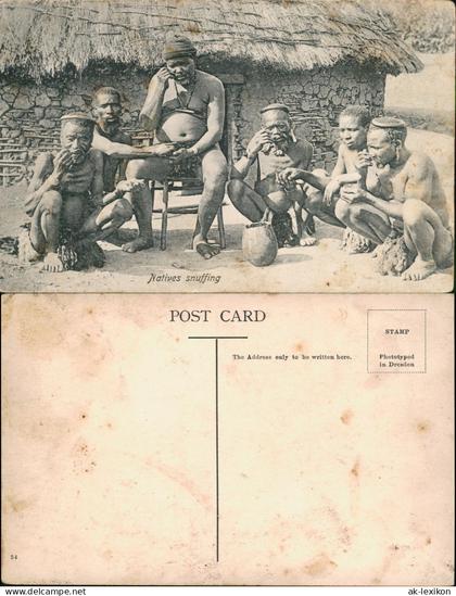 Postcard Südafrika Natives snuffing Typen Ak Südafrika Southafrica 1912