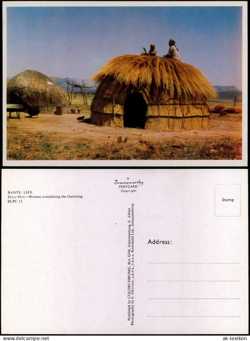 Südafrika BANTU LIFE ZULU HUT Women, Einheimische Native Scene 1975