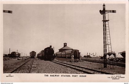 PC SUDAN PORT SUDAN RAILWAY STATION REAL PHOTO POSTCARD (b69572)