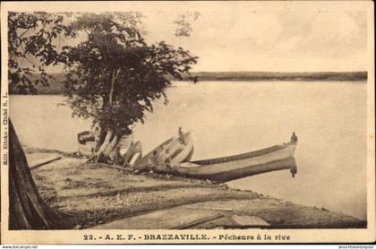 CPA Brazzaville Französisch-Kongo, Fischer am Ufer