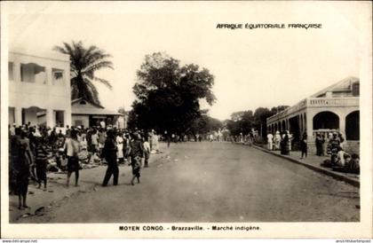 CPA Brazzaville Französisch-Kongo, Indigener Markt
