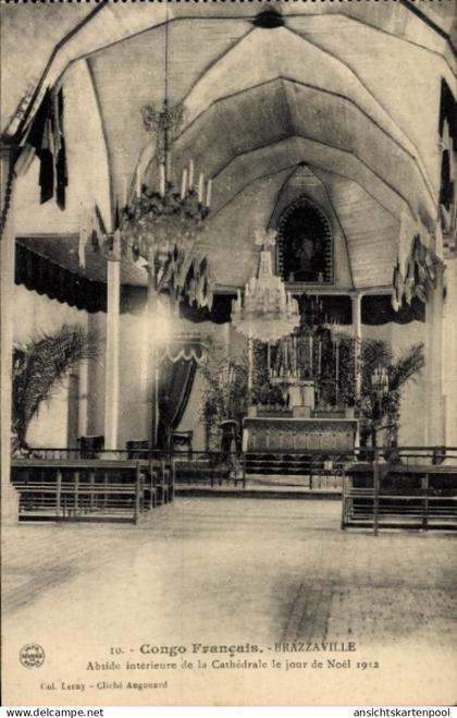 CPA Brazzaville Französisch Kongo, Innenapsis der Kathedrale am Weihnachtstag