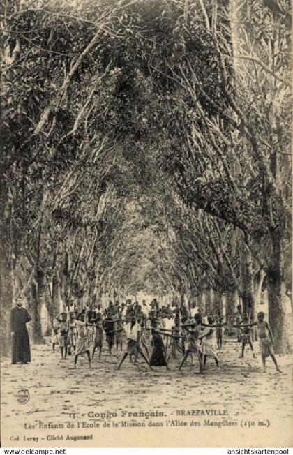 CPA Brazzaville, Französisch-Kongo, Kinder der Missionsschule in Allee des Manguiers