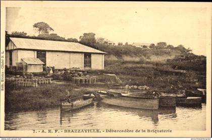 CPA Brazzaville Französisch Kongo, Landung der Briqueterie