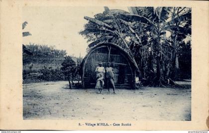 CPA Brazzaville Französisch-Kongo, M'Pila Village, Fall Batéké