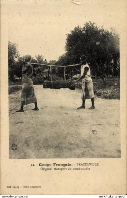 CPA Brazzaville Französisch-Kongo, Original-Kraftstofftransport