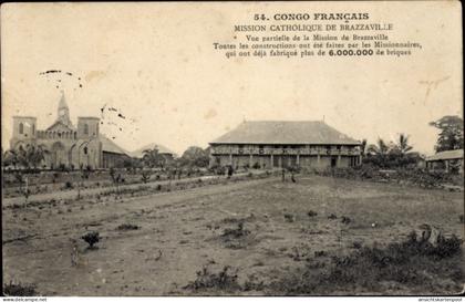 CPA Brazzaville Französisch-Kongo, Teilansicht der Mission