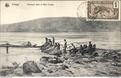 CPA Französisch Kongo, Fischer am Ufer
