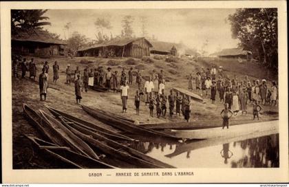 CPA Gabon Gabun, Annexe de Samkita, Dans l'Abanga, Boote, Anwohner
