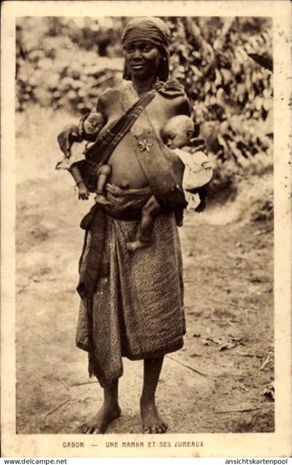 CPA Gabun, Mutter mit Zwillingen
