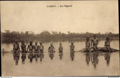 CPA Gabun, Sur l'Ogooue, Kinder im Fluss