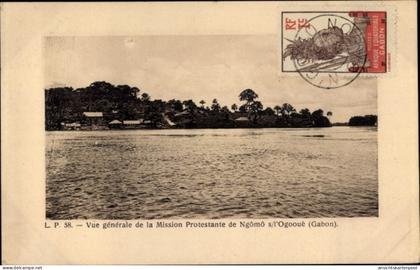 CPA Gabun, Vue generale de la Mission Protestante de Ngomo s/l'Ogooue