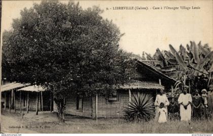 CPA Libreville Gabun, Case à l’Oranger, Village Louis