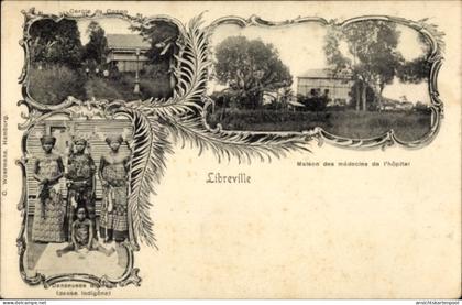 CPA Libreville Gabun, Cercle du Congo, Maison des médecins de l'hopital, Danseuses