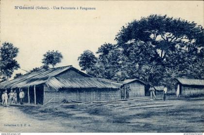 CPA N'Gounie Gabun, A Factory in Fougamou, Außenansicht einer Fabrik