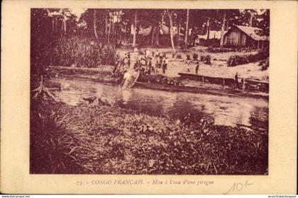 CPA Republik Kongo Französisch Kongo, Fluss, Häuser, Bäume