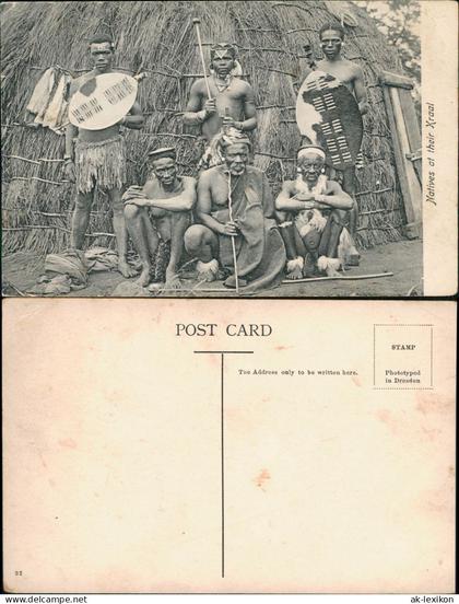 Südafrika Natives at their Kraal Typen Ak Southafrica Südafrika 1912