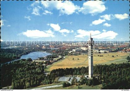 Stockholm Flygpanorama oever Kaknaestornet och staden