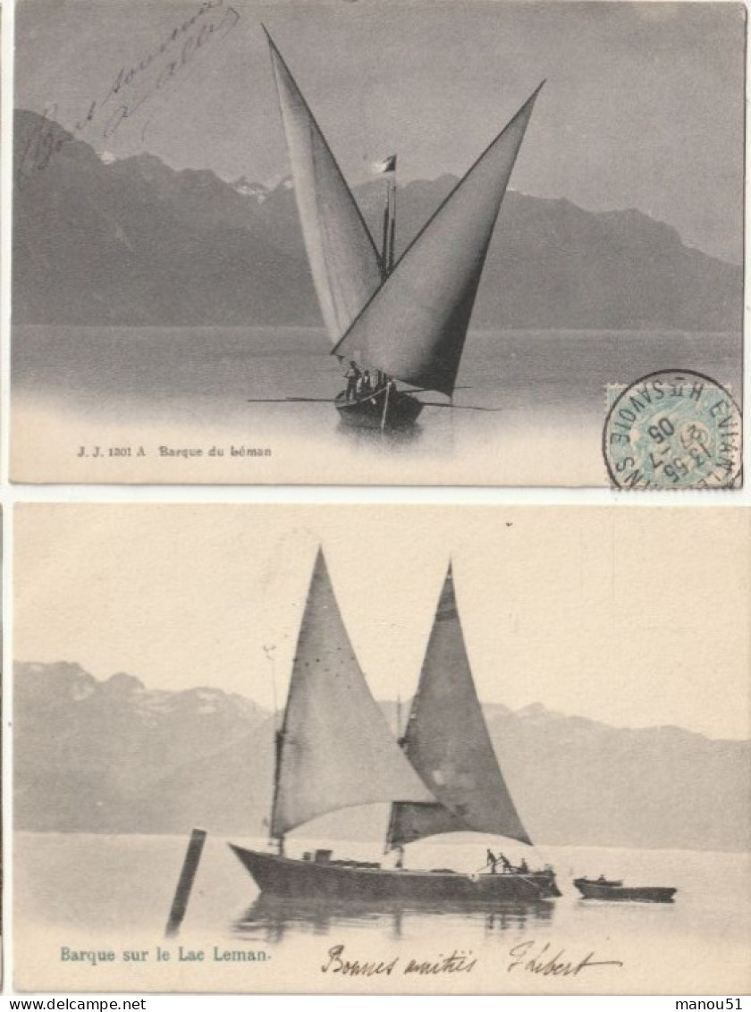 Suisse -Barque du Léman - 2 CPA