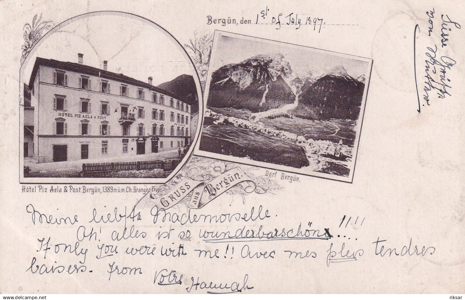 SUISSE(BERGUN) GRUSS(HOTEL PIZ AELA)