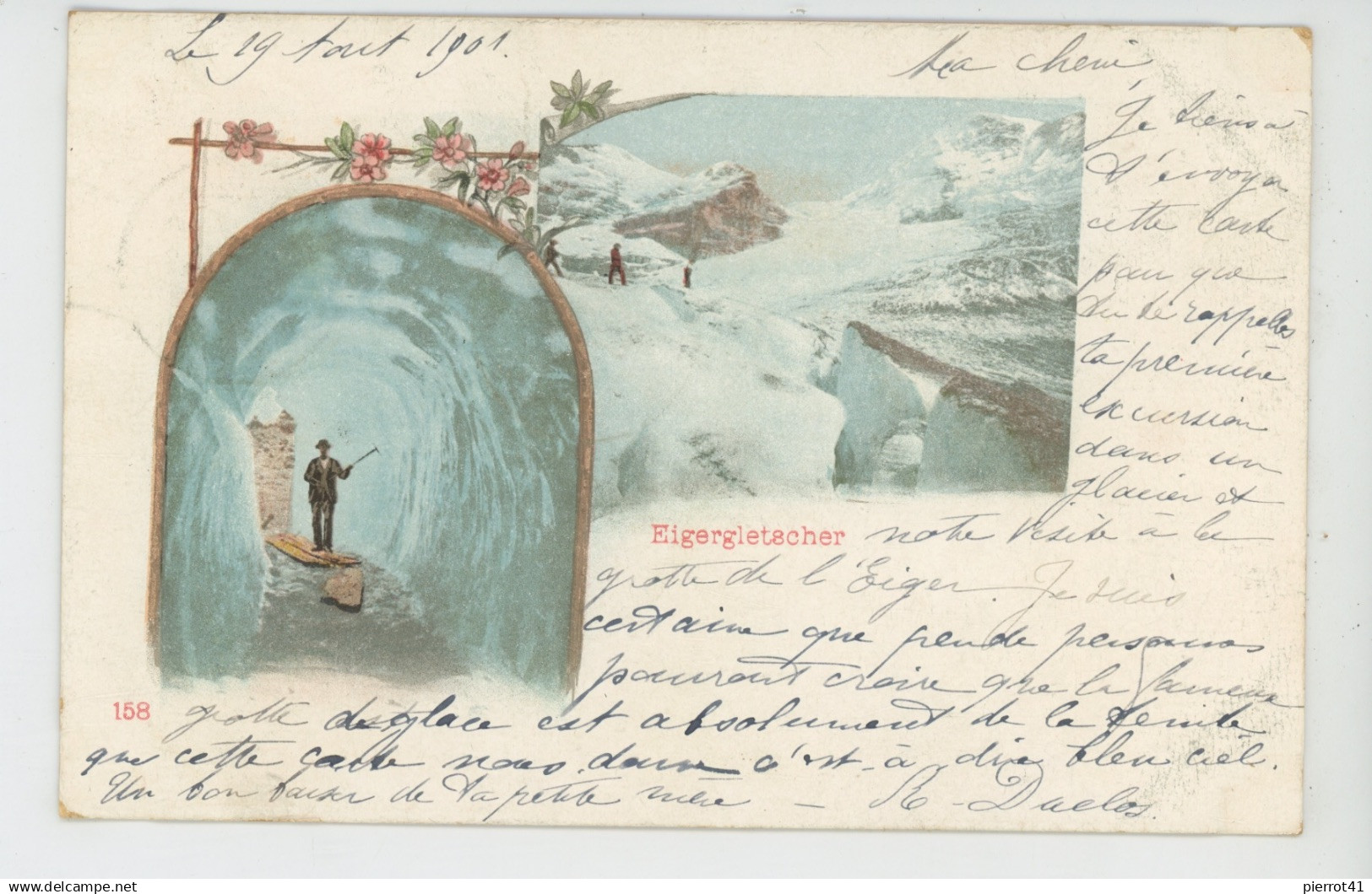 SUISSE - BERN - Eigergletscher (1901) - Carte postée à MATTEN bei INTERLAKEN