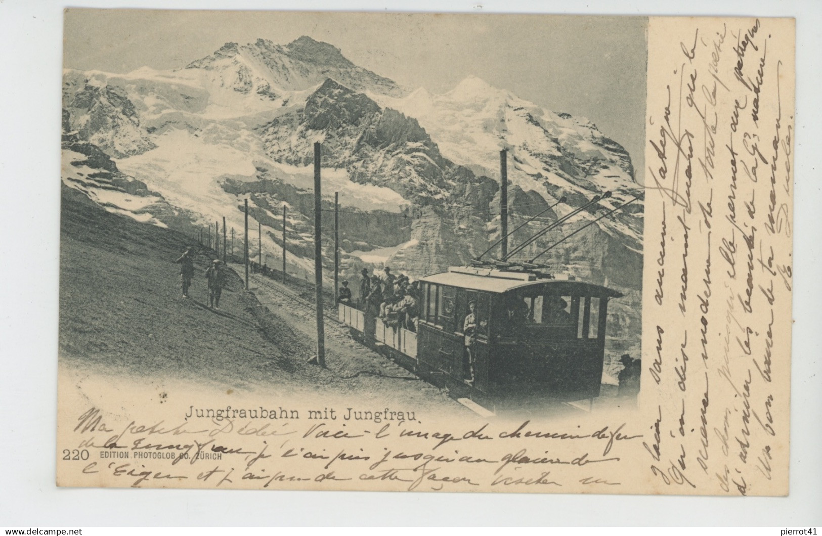 SUISSE - BERNE - Jungfraubahn mit Jungfrau (1901) - Carte postée à MATTEN BEI INTERLAKEN
