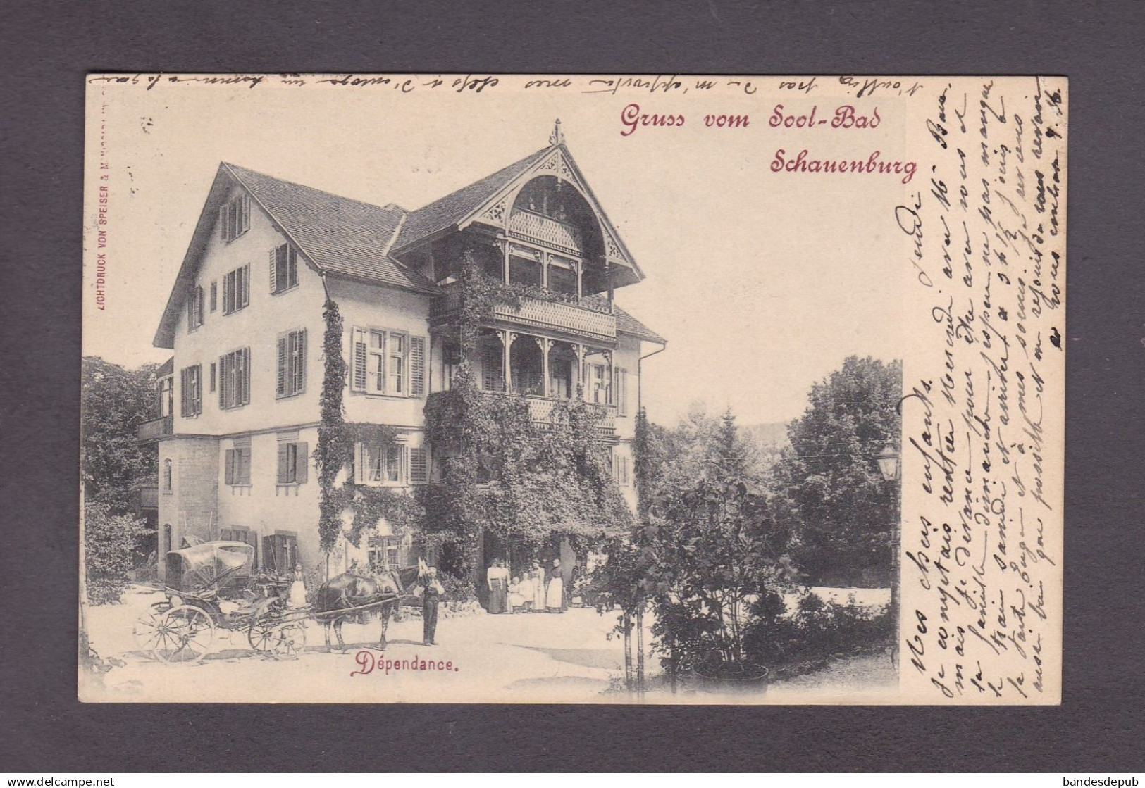 Suisse BL Gruss vom Sool Bad Schauenburg Dependance ( cad Liestal attelage 2773)