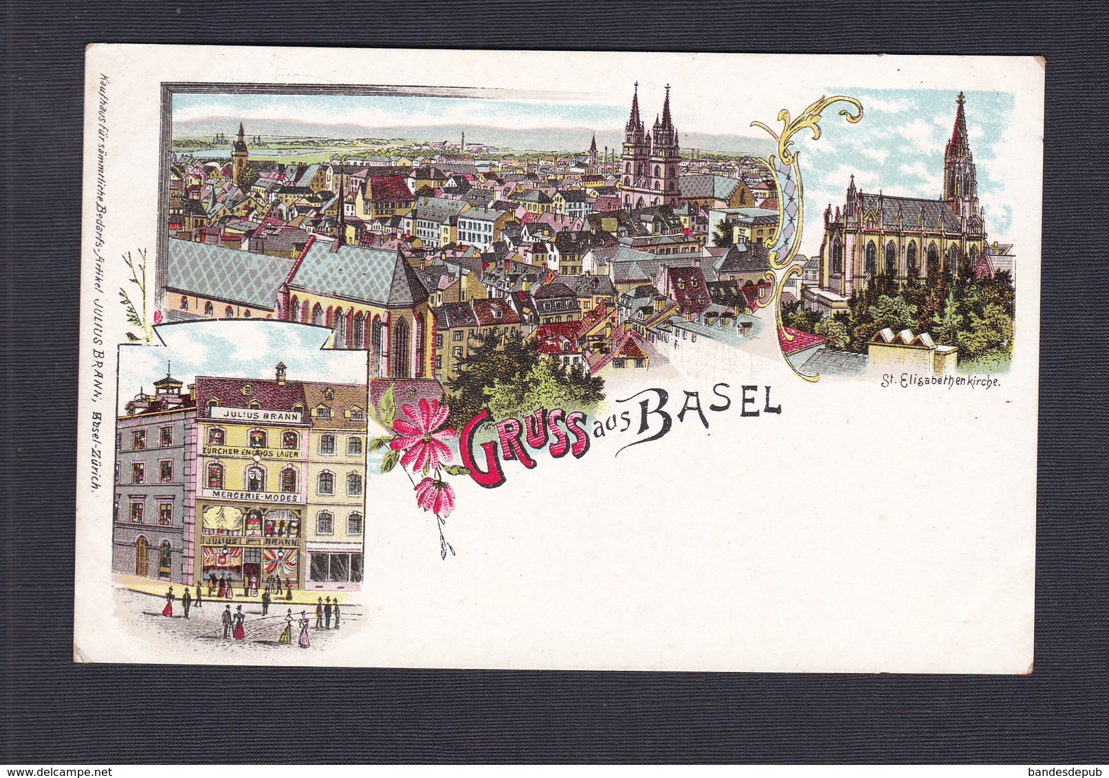 Suisse BS Gruss aus Basel  ( chromo lithographie Ed. Kaufhaus Julius Brann  41623 )