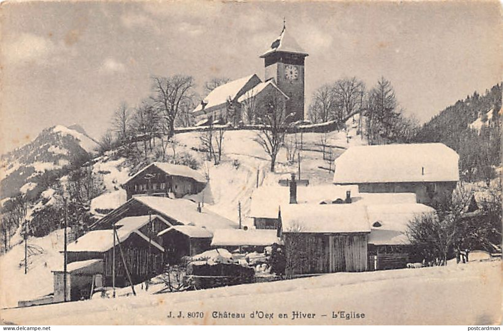 Suisse - Château d'Oex en Hiver (VD) L'église - Ed. Jullien 8070