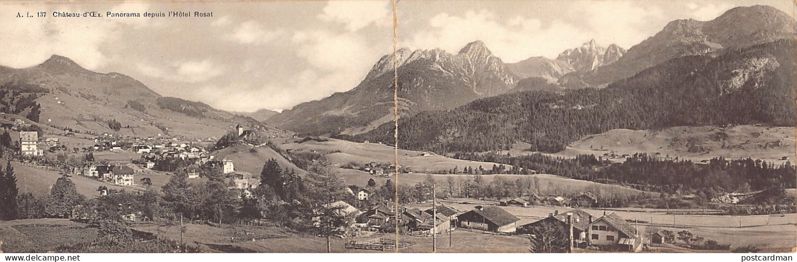 Suisse - CHÂTEAU-D'ŒX (VD) Carte Panorama - Vue générale depuis l'Hôtel Rosat - Ed. A. Lenzi 137