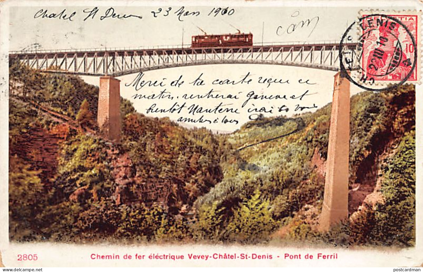 Suisse - Chemin de fer électrique Vevey-Châtel-Saint-Denis (FR) Pont de Ferril - Ed. inconnu 2805