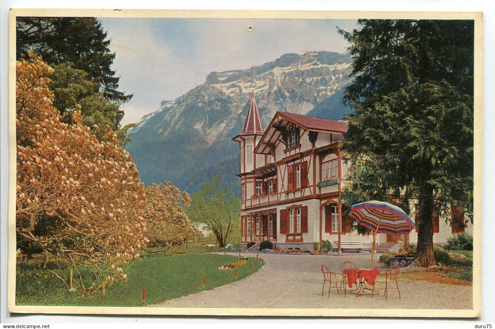 SUISSE CPSM Voyagé 1962○ Pension Schlößli BÖNIGEN bei Interlaken am Brienzerseen (Le petit château de Bönigen Lac Brienz