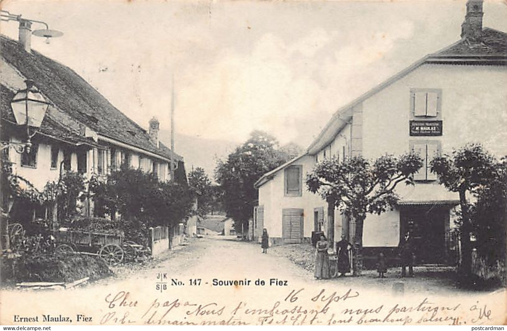 Suisse - FIEZ (VD) La rue principale - Epicerie Maulaz, éditeur de la carte postale - Ed. Ernest Maulaz 147