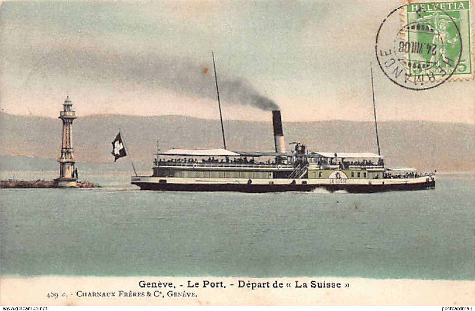 Suisse - GENÈVE - Départ du bateau salon La Suisse - Ed. Charnaux 459c