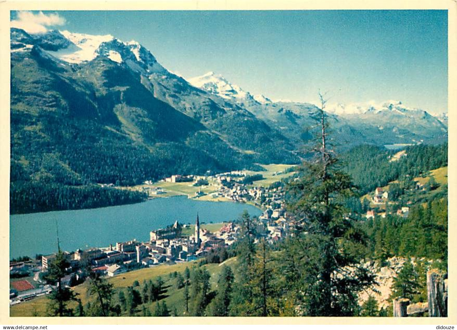 Suisse - GR Grisons - St. Moritz-Dorf und Bad mit Piz Rosatsch, Piz Corvatsch und Piz Margna - CPM - Carte Neuve - Voir