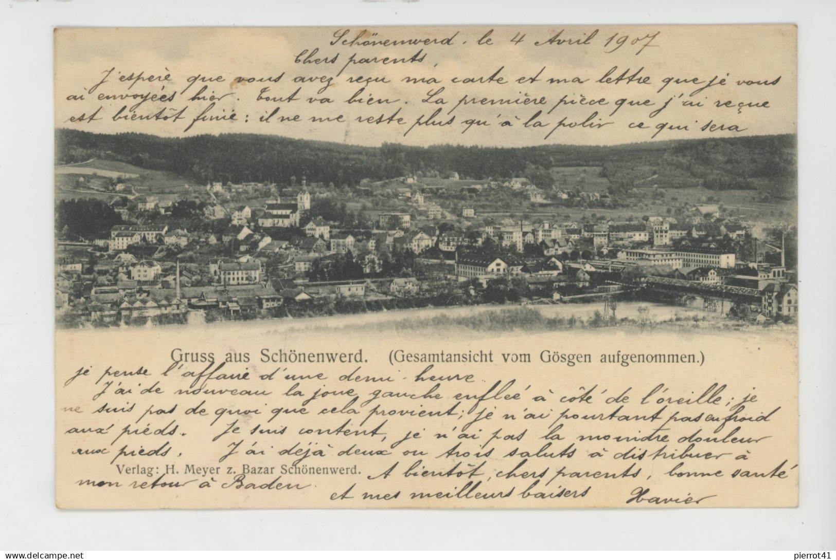 SUISSE - Gruss aus SCHÖNENWERD - Gesamtansicht vom Göschen aufgenommen