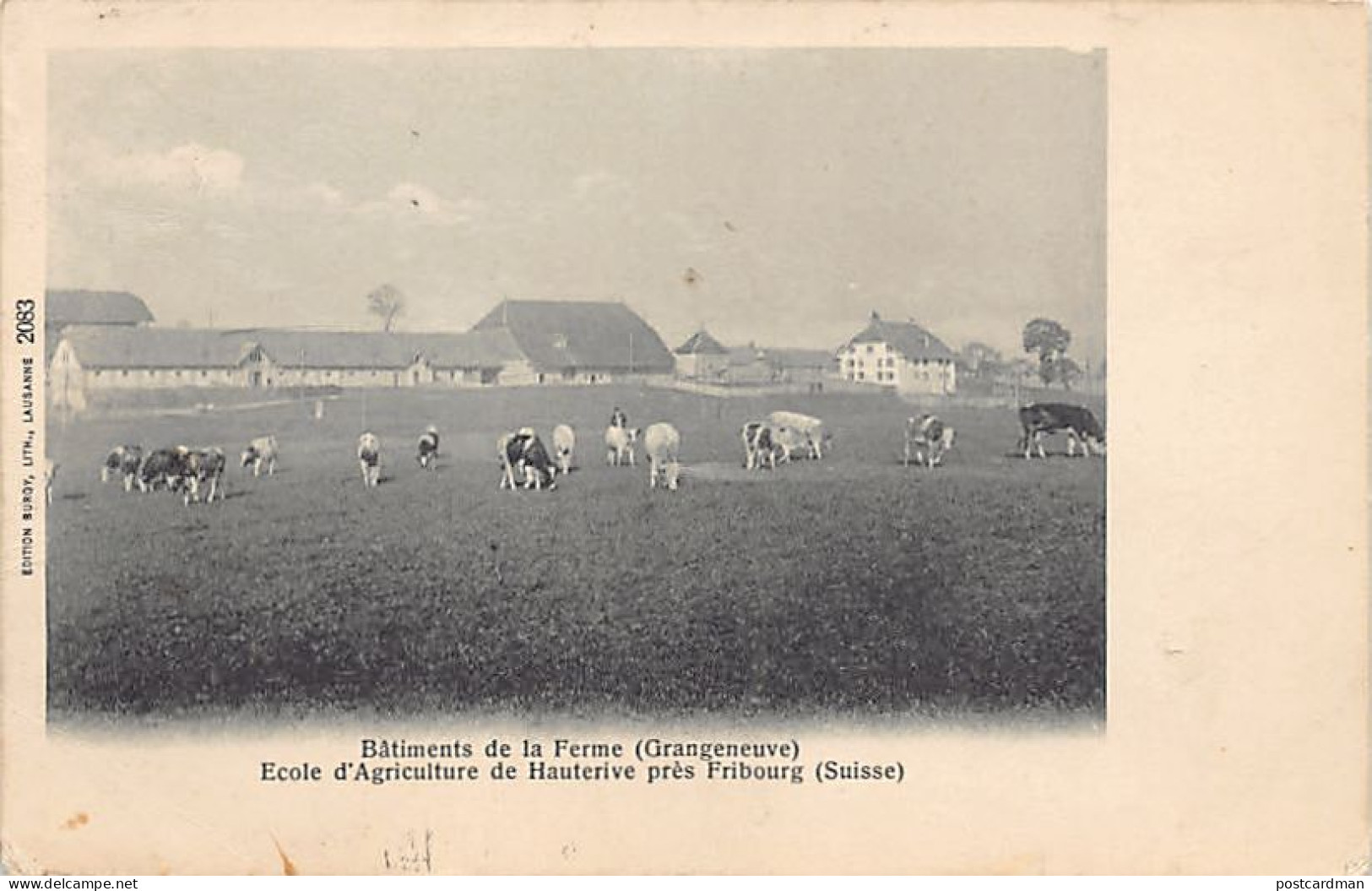 Suisse - HAUTERIVE (FR) Ecole d'agriculture - Bâtiments de la ferme (Grangeneuve) - Coin gauche inférieur abîmé - Ed. Bu