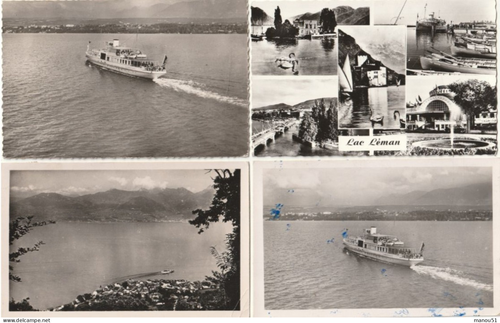 SUISSE - Lac Léman - Lot de 4 CPSM