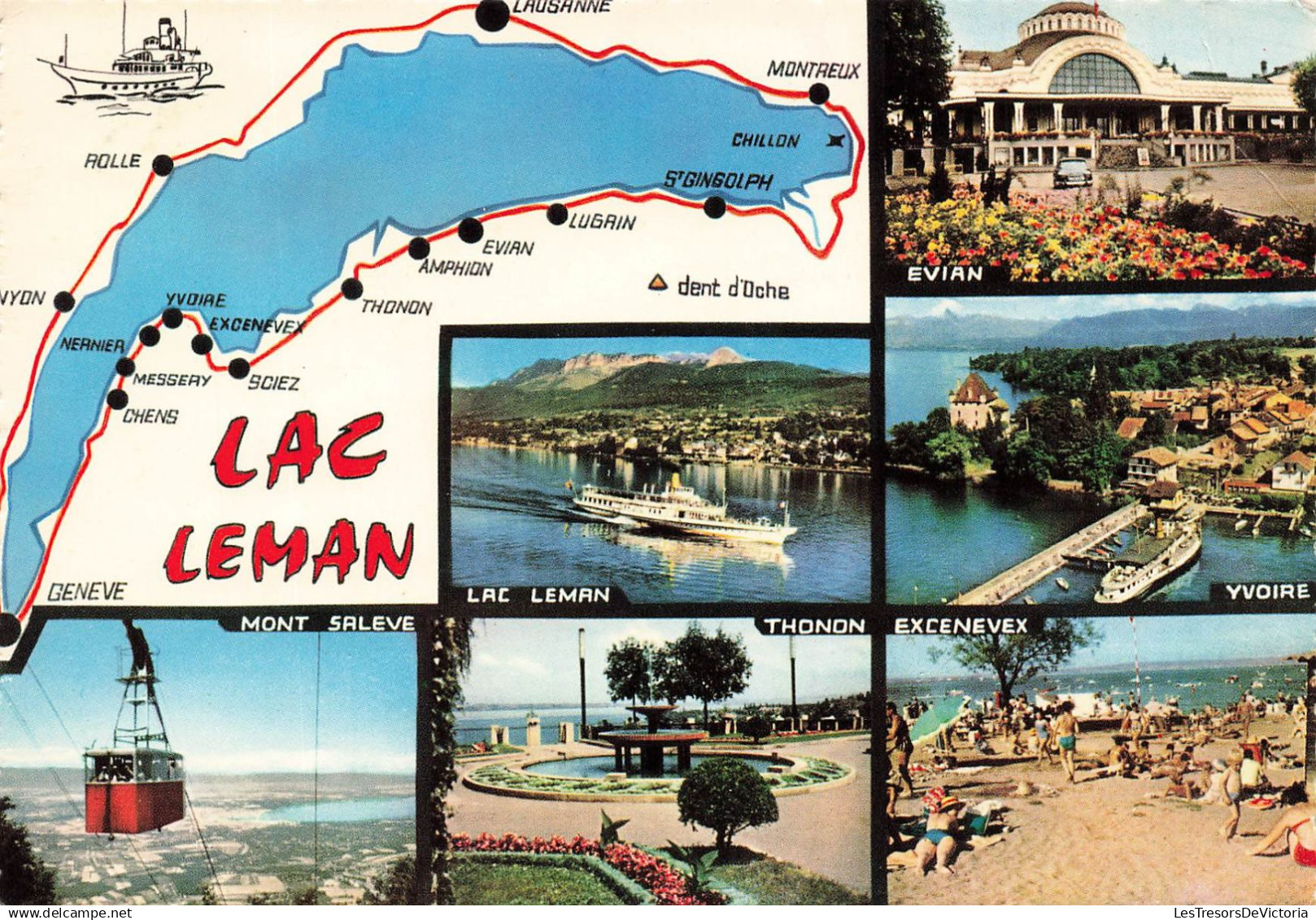 SUISSE - Le Lac Léman - France Suisse - multi-vues - animé - Carte Postale