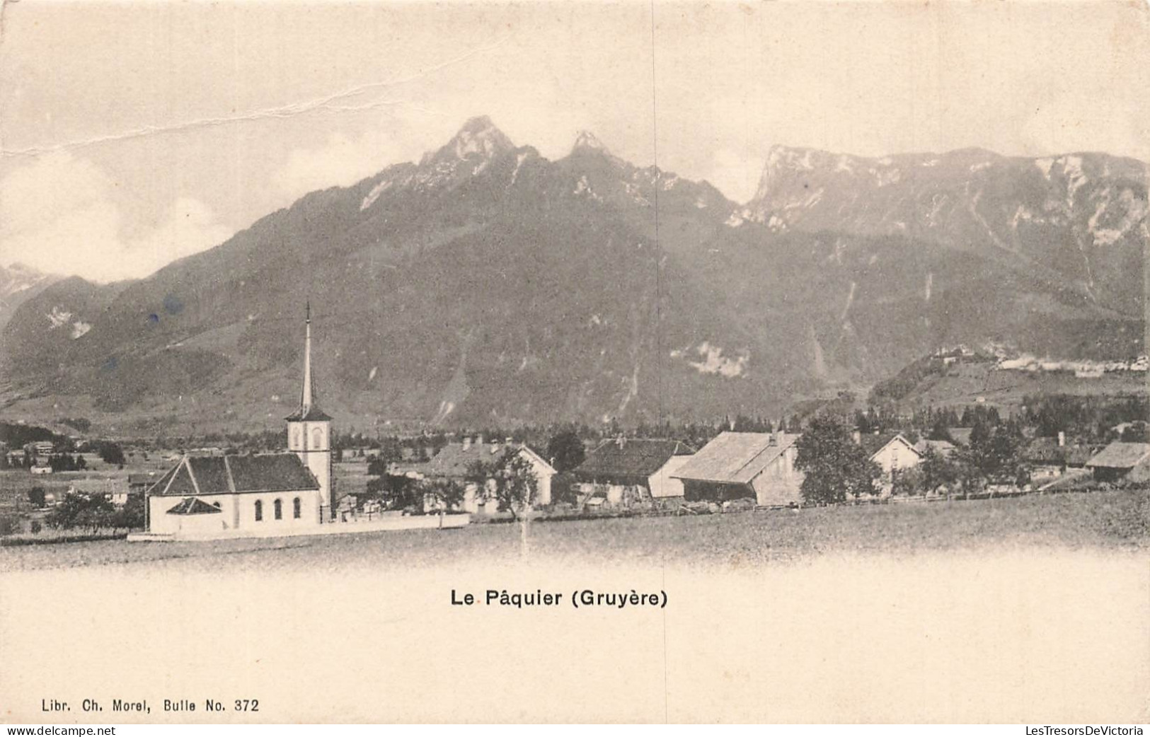 SUISSE - Le Pâquier - Gruyère - village - Église Saint Théodule - religion - Carte Postale Ancienne
