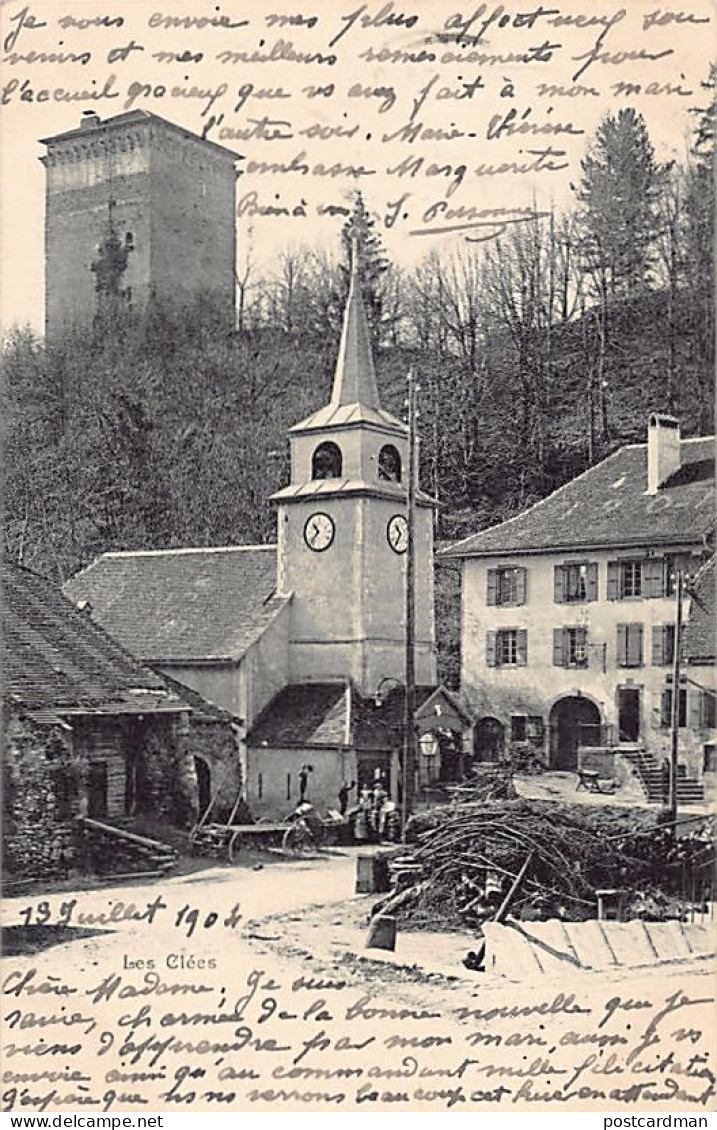 Suisse - LES CLÉES (VD) Le centre du village, l'église - Ed. A. Deriaz 530