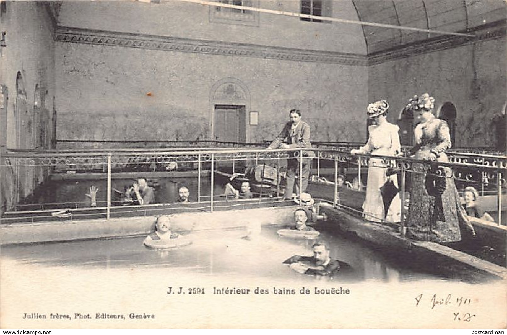 Suisse - Loèche (VS) Intérieur des Bains de Loèche - Année 1911 - Ed. Jullien Frères 2594